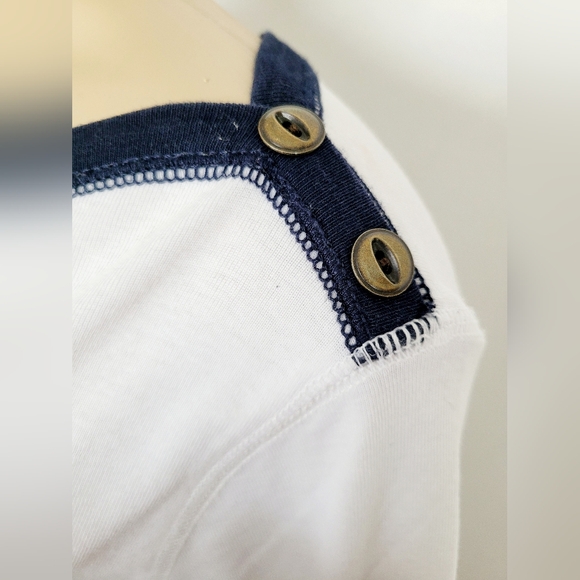 Lauren Ralph Lauren Womens Organic 100%Cotton 3/4 Sleeves Top White/Navy XL - Picture 6 of 16
